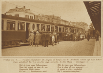 871338 Afbeelding van het vertrek per trein van Utrechtse schoolkinderen voor een uitstapje naar Scheveningen, in het ...